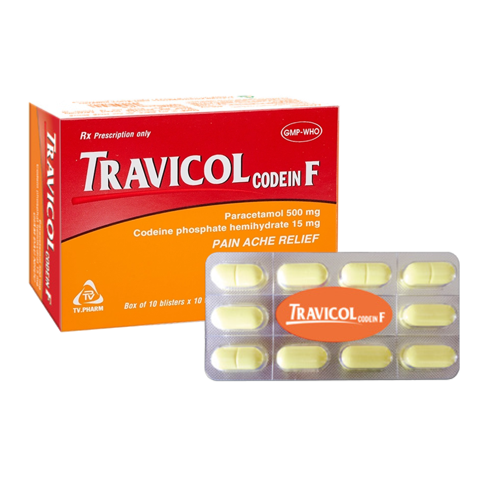 Viên bao phim Travicol codein F V/10, H/100